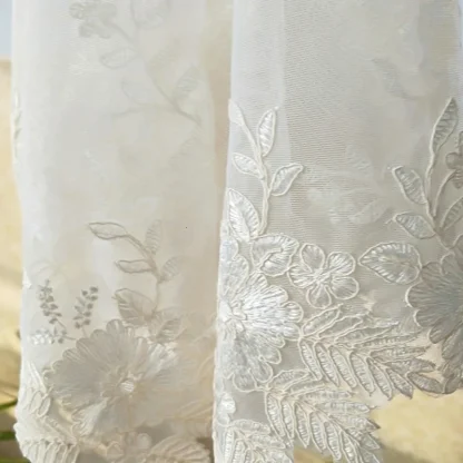 Embroidered Sheer Lace Table Cloth - Image 3