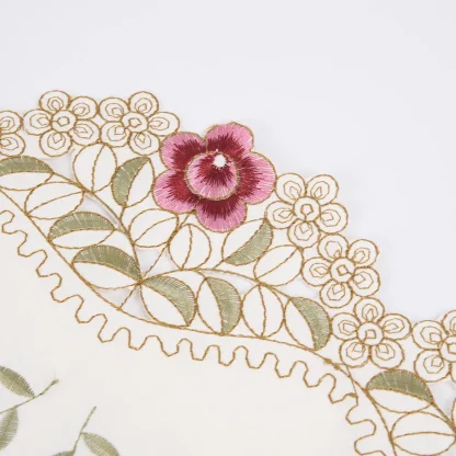 Round Embroidered Rose Table Cloth - Image 6
