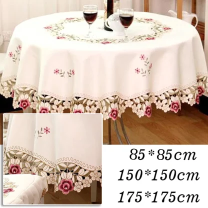 Round Embroidered Rose Table Cloth - Image 7