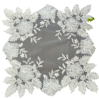 Embroidered Sheer Lace Table Cloth - Image 5