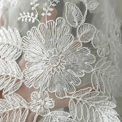 Embroidered Sheer Lace Table Cloth - Image 4