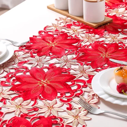 Red Floral Table Runner - Image 5