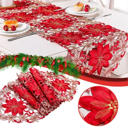 Red Floral Table Runner - Image 2
