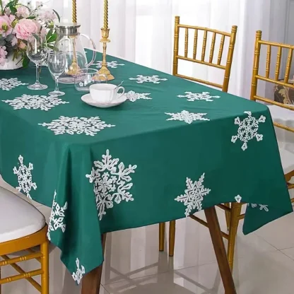 Embroidered Snowflakes Table Cloth