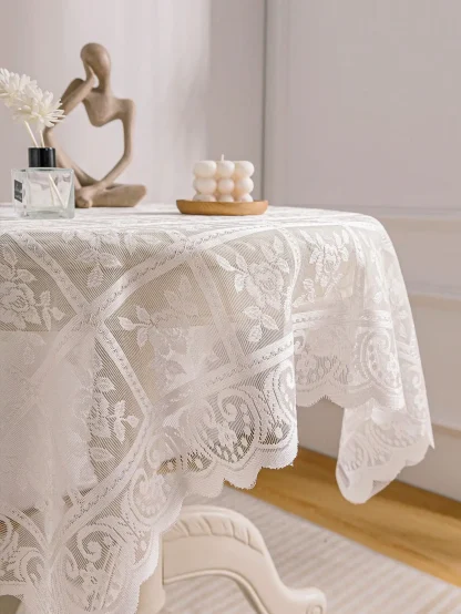 White See-through Lace Table Cloth - Image 2