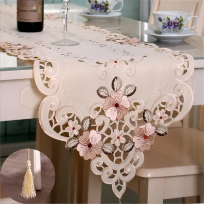Floral Tassel Table Runner - Image 3