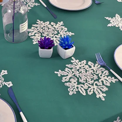 Embroidered Snowflakes Table Cloth - Image 4