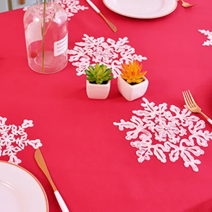 Embroidered Snowflakes Table Cloth - Image 7
