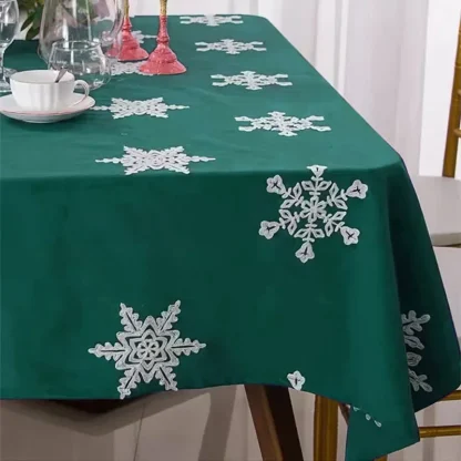 Embroidered Snowflakes Table Cloth - Image 3