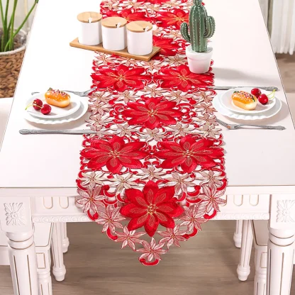 Red Floral Table Runner - Image 3