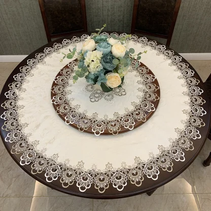 Embroidered Lace Round Table Cloths - Image 3