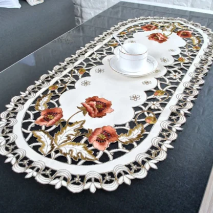 Retro Embroidery Floral Table Runner