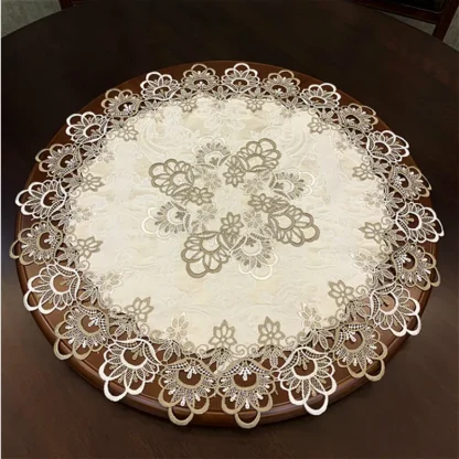 Embroidered Lace Round Table Cloths - Image 5
