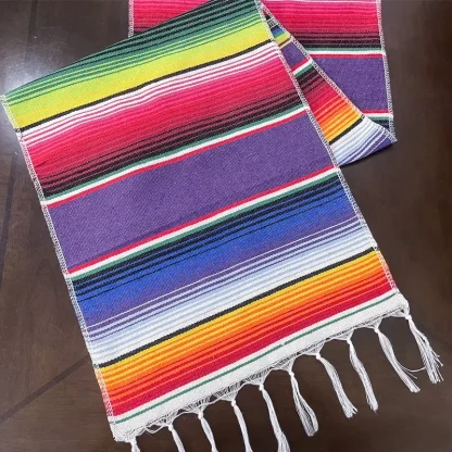 Rainbow Tassel Stripe Table Runners - Image 3