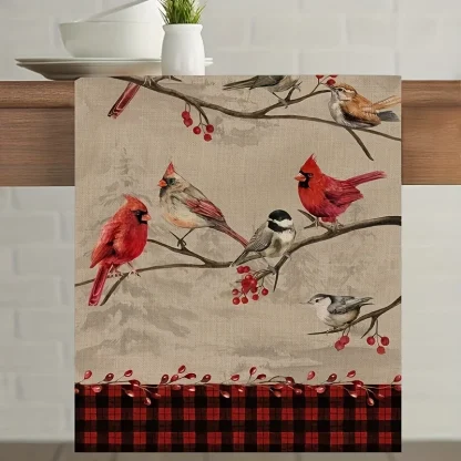 Plaid Printed Birds Table Runners - Image 4