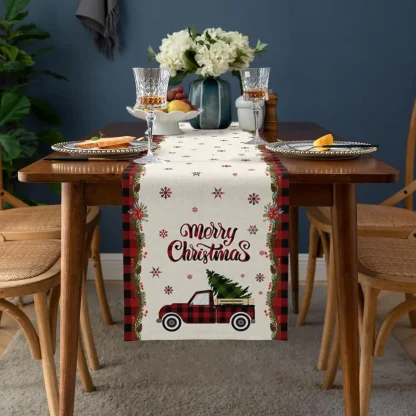 Printed Christmas Plaid Table Runner - Image 2