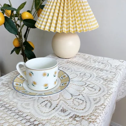 White Sheer Lace Table Cloth - Image 7