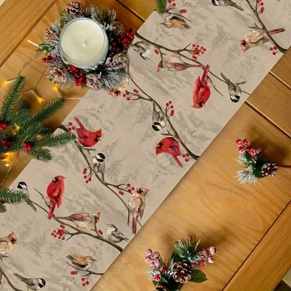 Plaid Printed Birds Table Runners - Image 3