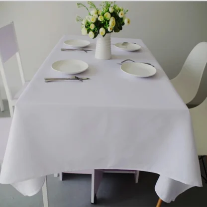 Plain White Elegant Table Cloth - Image 4