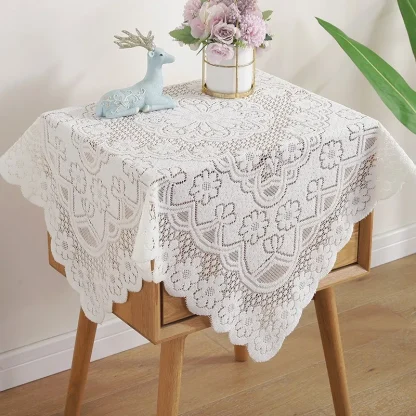 White Sheer Lace Table Cloth