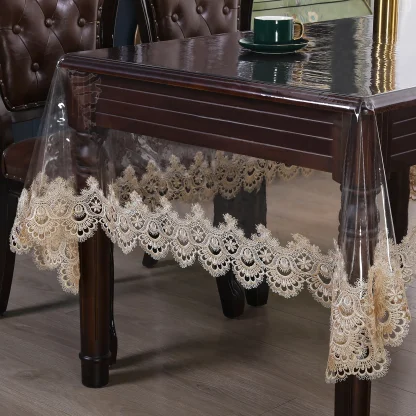 Transparent Lace Trim Table Cloth