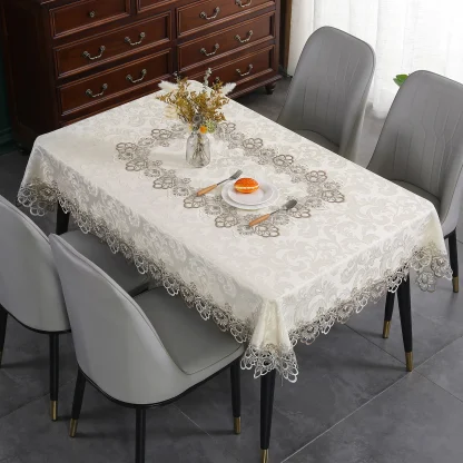 Lace Trim Embroidery Table Cloth - Image 6