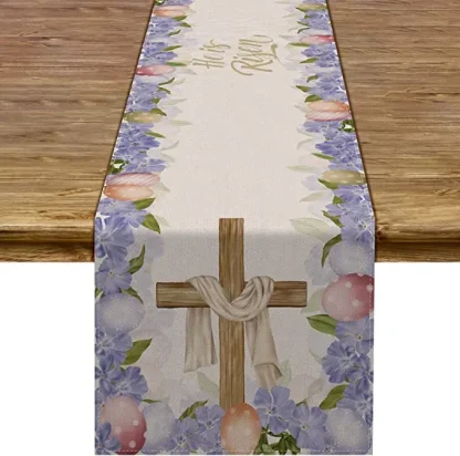 Christian Cross Floral Table Runner - Image 4