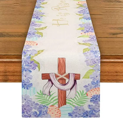 Christian Cross Floral Table Runner - Image 6