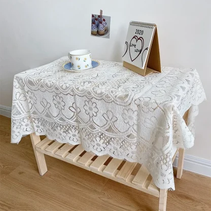 White Sheer Lace Table Cloth - Image 4