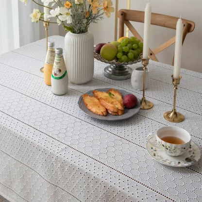 White Hollow Out Table Cloths - Image 6