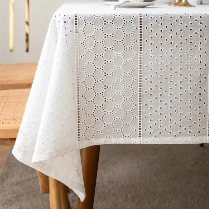 White Hollow Out Table Cloths - Image 2