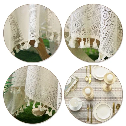 Sheer Lace Tassels Table Cloth - Image 6