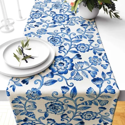 Blue Floral Print Table Runner - Image 2