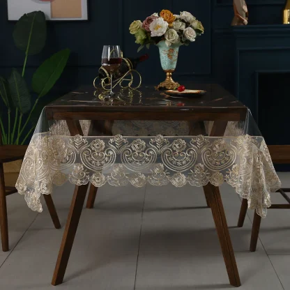 Transparent Lace Trim Table Cloth - Image 3