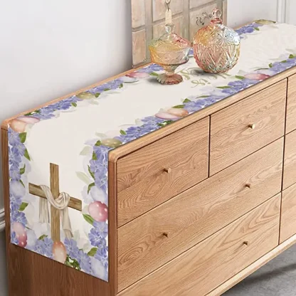 Christian Cross Floral Table Runner - Image 5