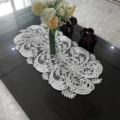 Luxury White Floral Table Cloth