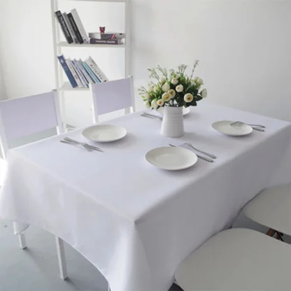 Plain White Elegant Table Cloth - Image 6