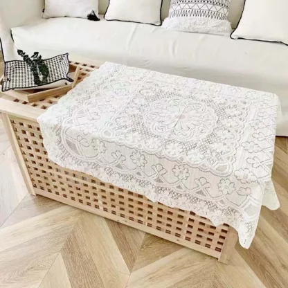 White Sheer Lace Table Cloth - Image 5