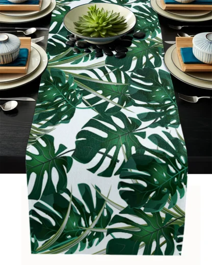 Tropical Plant Print Table Runner