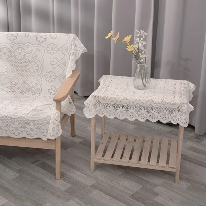 White Sheer Lace Table Cloth - Image 6