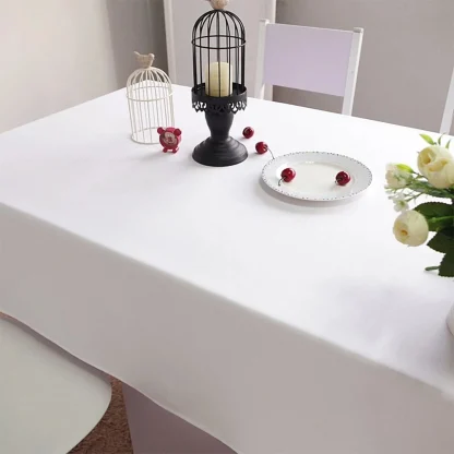 Plain White Elegant Table Cloth - Image 3