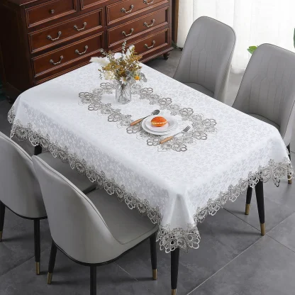Lace Trim Embroidery Table Cloth - Image 3