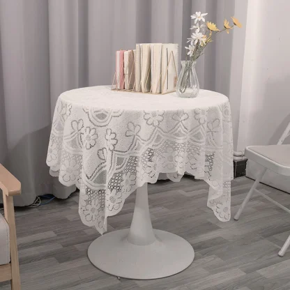 White Sheer Lace Table Cloth - Image 2