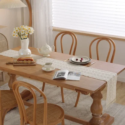 Sheer Lace Tassel Table Runner - Image 6
