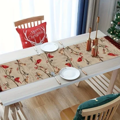 Plaid Printed Birds Table Runners - Image 2