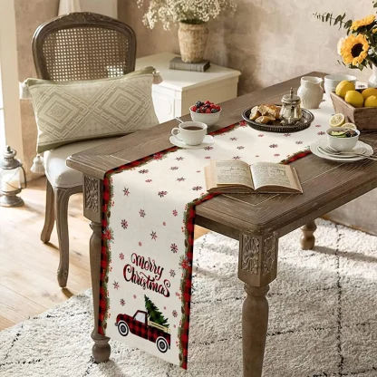 Printed Christmas Plaid Table Runner - Image 5