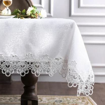 Lace Trim Embroidery Table Cloth - Image 2