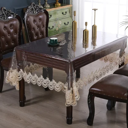 Transparent Lace Trim Table Cloth - Image 2