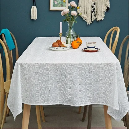 White Hollow Out Table Cloths - Image 3