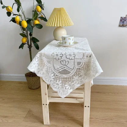 White Sheer Lace Table Cloth - Image 3